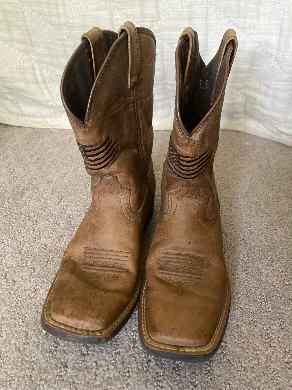 Ariat Patriot II square-toe cowboy boots, Sz 3.5